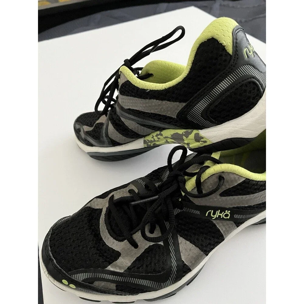 Ryka Influence Womens Training Shoes Black Grey Lime Green sz 9M Studio Dance